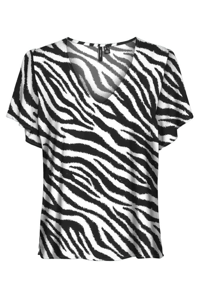 VMEASY JOY V-NECK SS BLOUSE WVN GA 10307987 BIRCH/ZEBRA